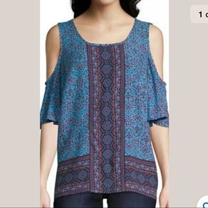 St. John's Bay Round Neck Peasant Top Size M